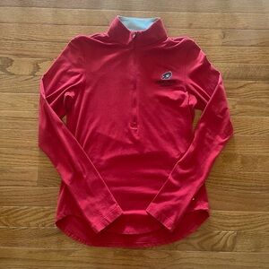 Robert Morris University Red Fitted Quarter Zip Shirt